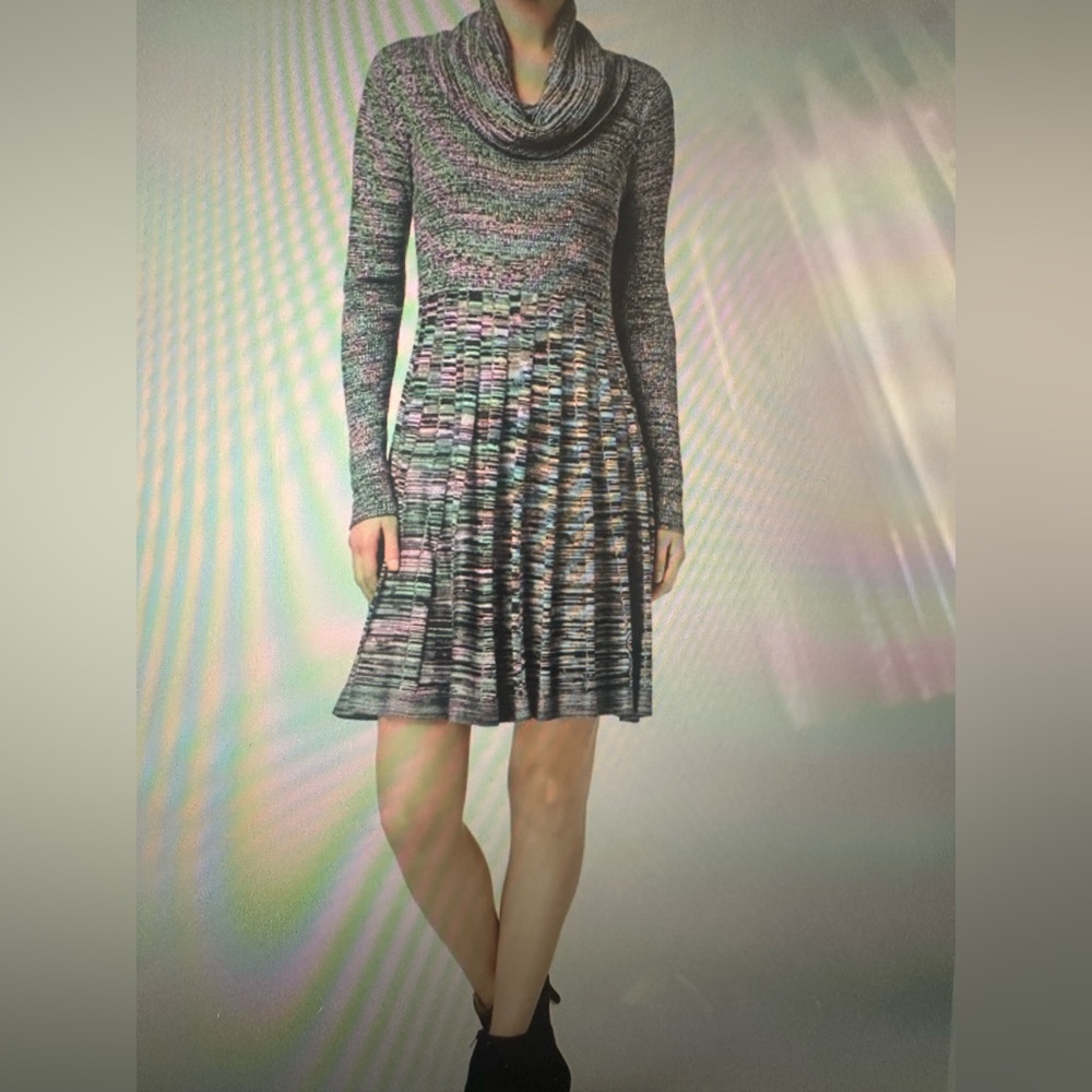 Calvin Klein black & white Long Sleeve Dress